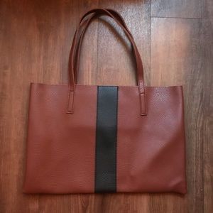 Vince Camuto genuine leather black stripe bag NWOT